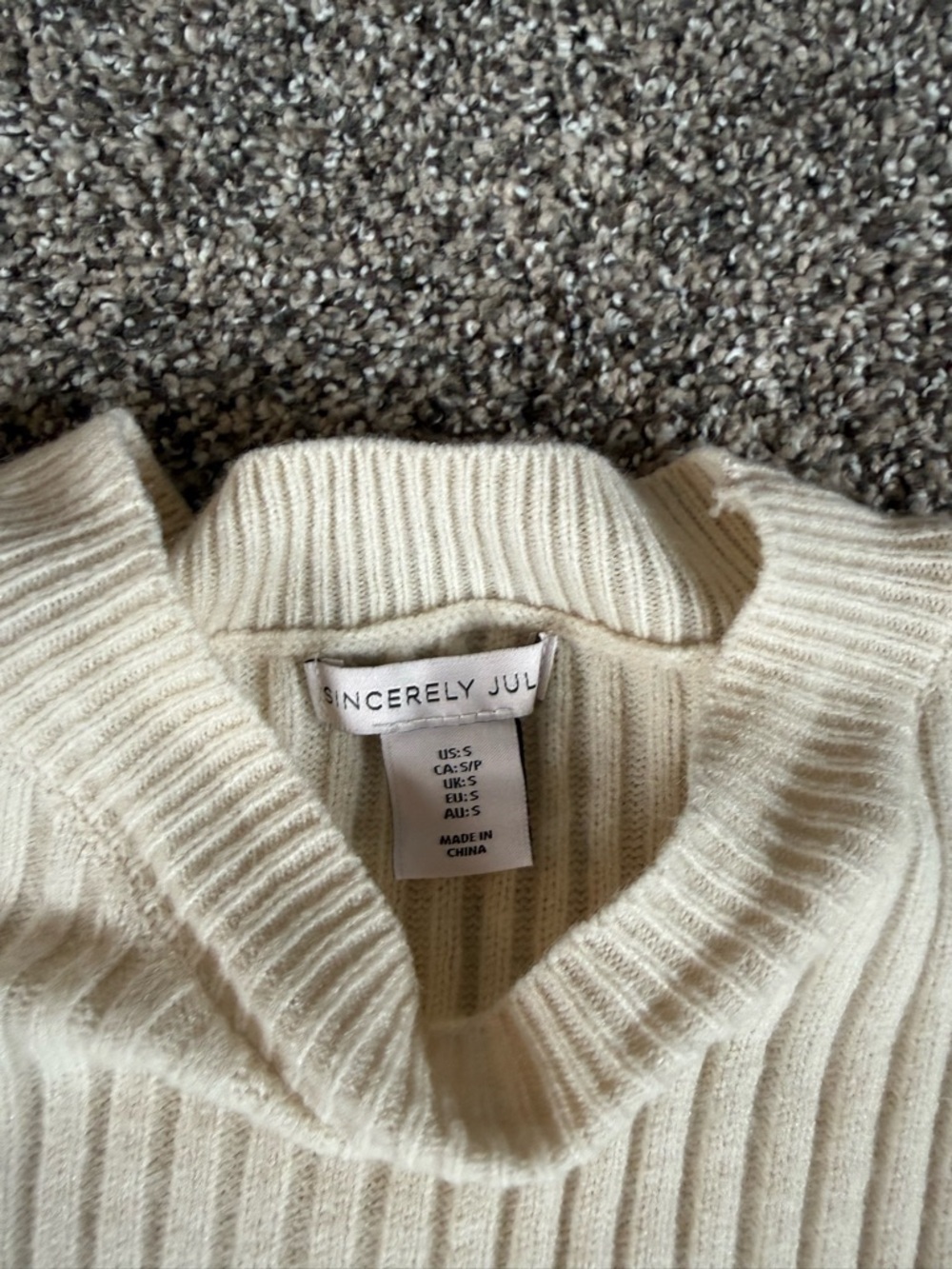Sincerly Jules Cream Ribbed Cropped Crewneck Sweater Set - Picture 2 of 3
